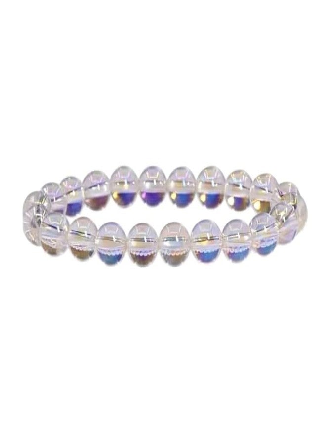 TAURISH Natural Angel Aura Quartz Bracelet 8mm Beads 7.5 Inches Stretchable Length Handmade Healing Crystal Jewelry for Women & Men - Image 4